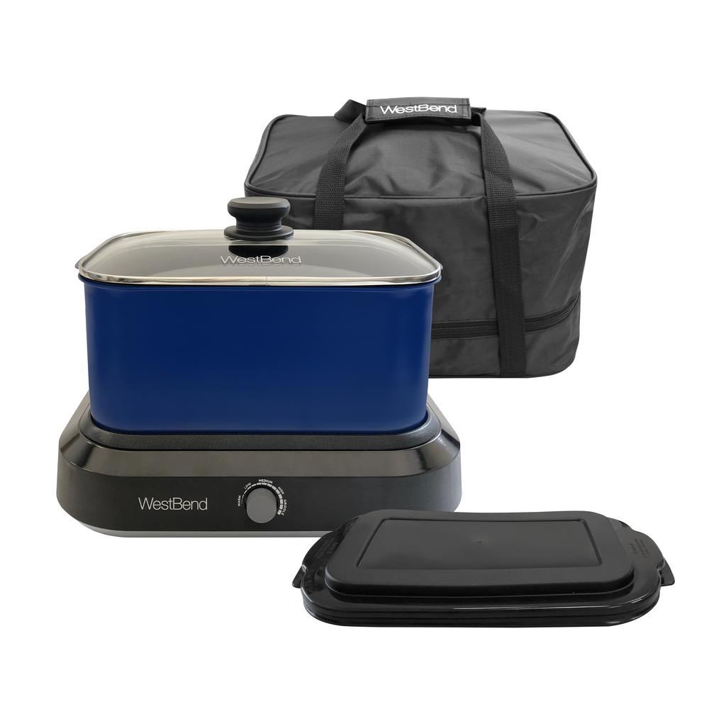 West Bend 6 qt. Blue NonStick Versatility Slow Cooker with 5