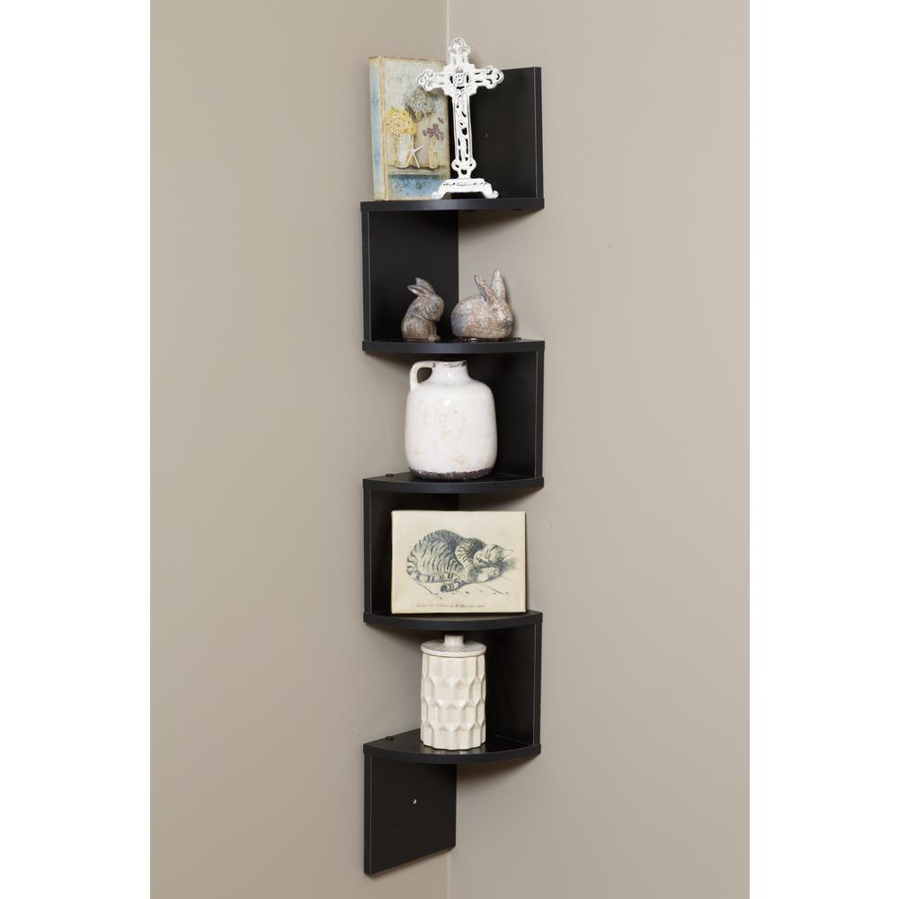 Onespace 5 Tier Black Large Corner Wall Mount Shelf 50 Sh0105 The Onespace 5 Tier Black Large Corner Wall Mount Shelf