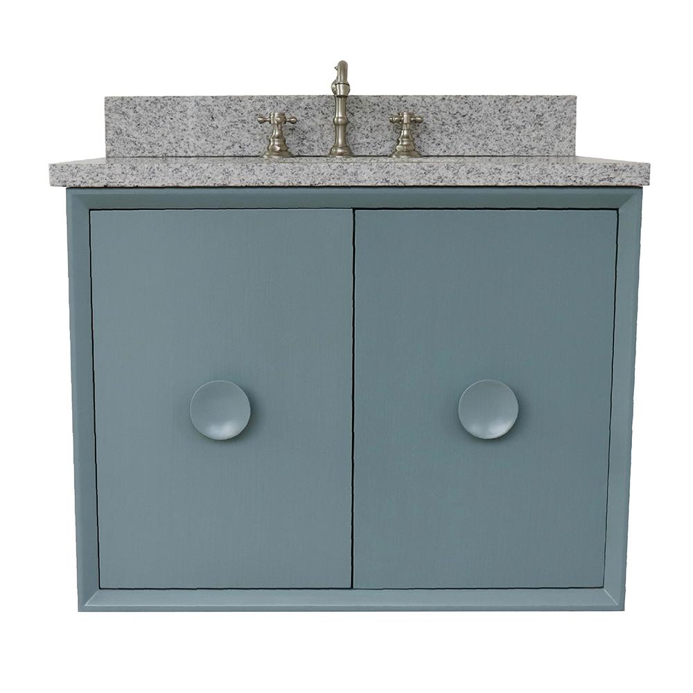 Modern Blue Gray Bathroom Vanities Bath The Home Depot Bellaterra Home Stora 31 In W X 22 D Wall Mount Bath Vanity Aqua Blue With Granite Top Gray White Oval Basin