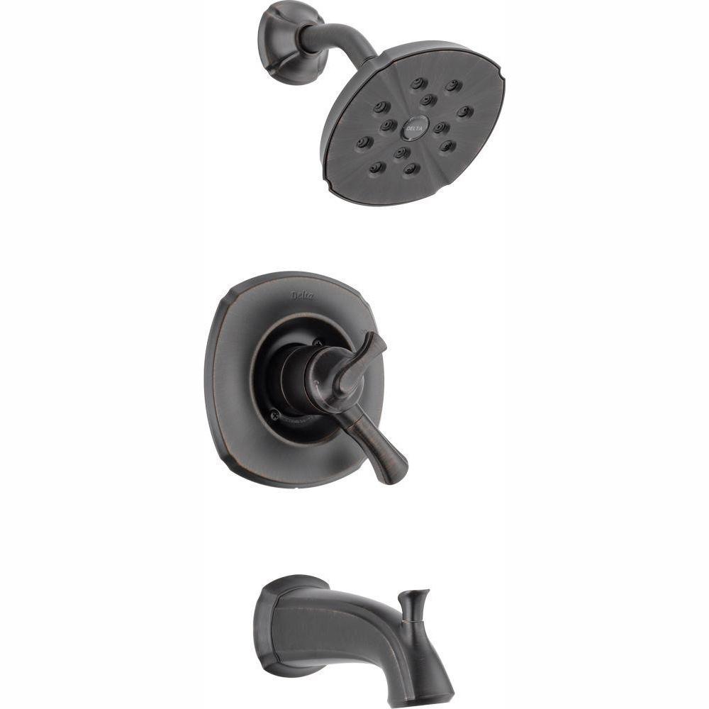 Delta Addison 1 Handle H2Okinetic Tub And Shower Faucet Trim Kit In   Venetian Bronze Delta Shower Bathtub Trim Kits T17492 Rb 64 1000 