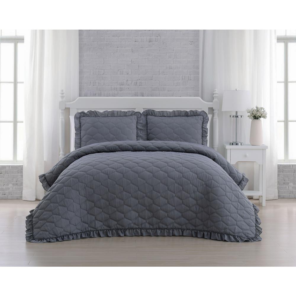 Melody Grey Queen Quilt Set (3piece) MLD3QTQUENGHTA The Home Depot