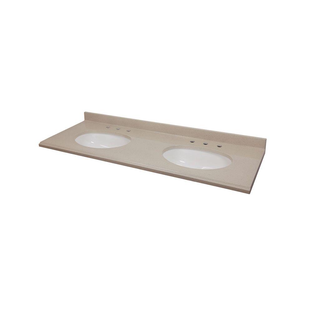 St Paul 61 In Colorpoint Technology Vanity Top Beach With White St Paul 61 In Colorpoint Technology Vanity Top Beach With White Double Under
