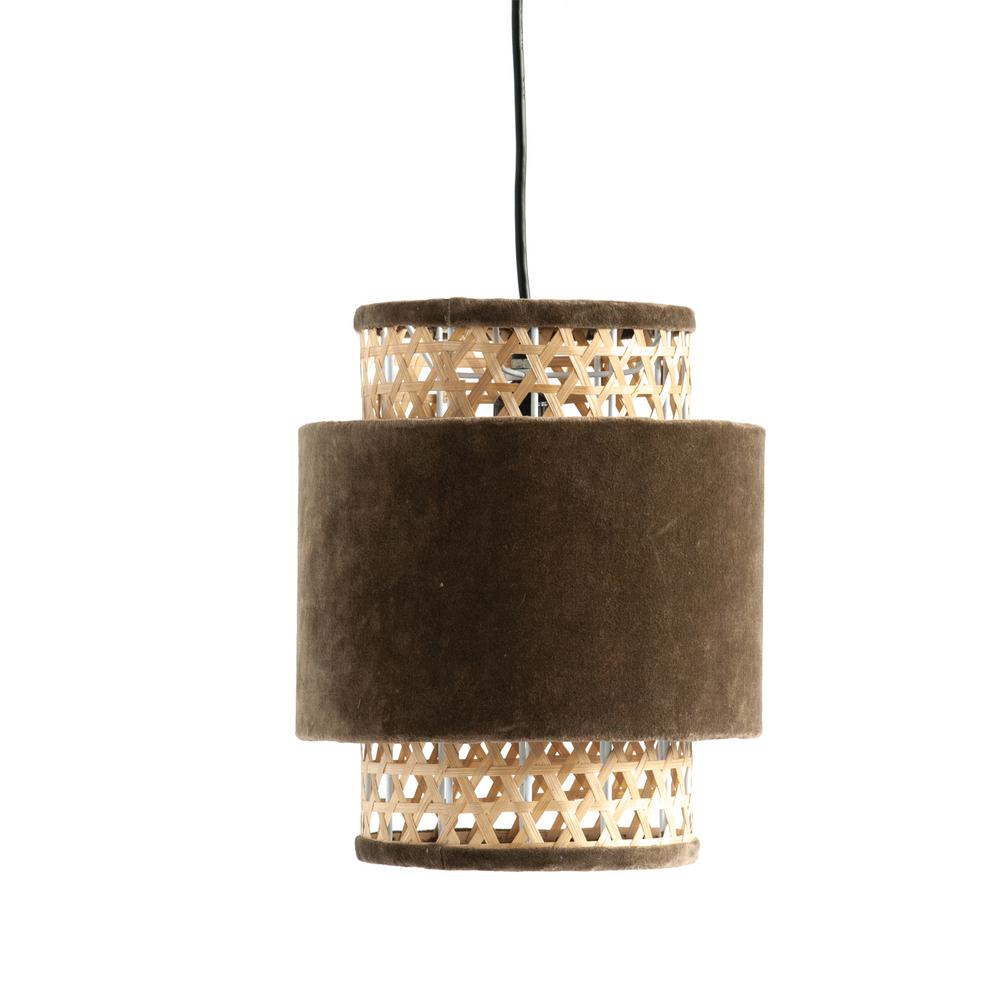 3r Studios 1 Light Grey Or Brown Pendant Light With Velvet And