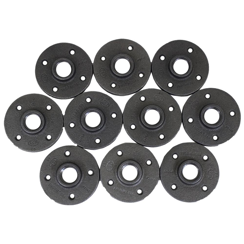 3 4 In Black Malleable Iron Fpt Floor Flange 10 Pack