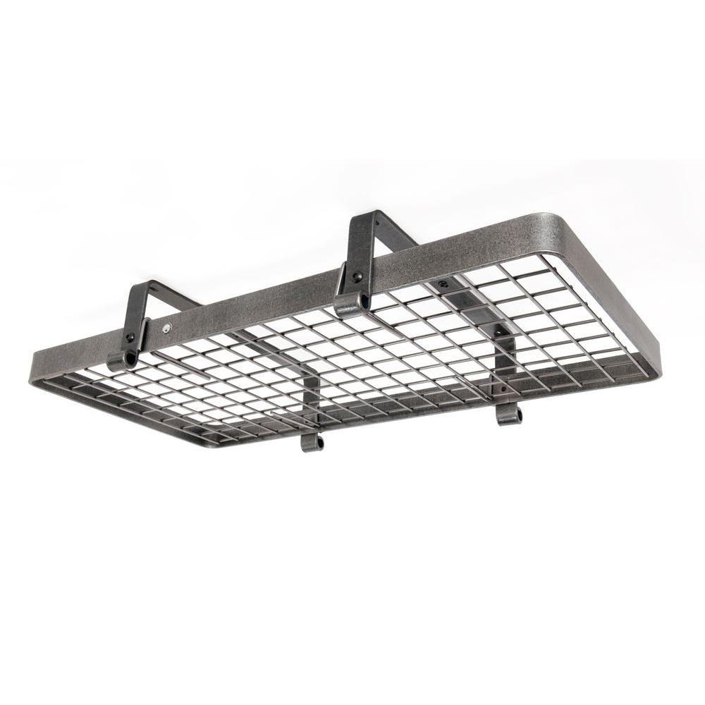 Enclume Premier Low Ceiling Rectangle Pot Rack in Hammered Steel by Enclume