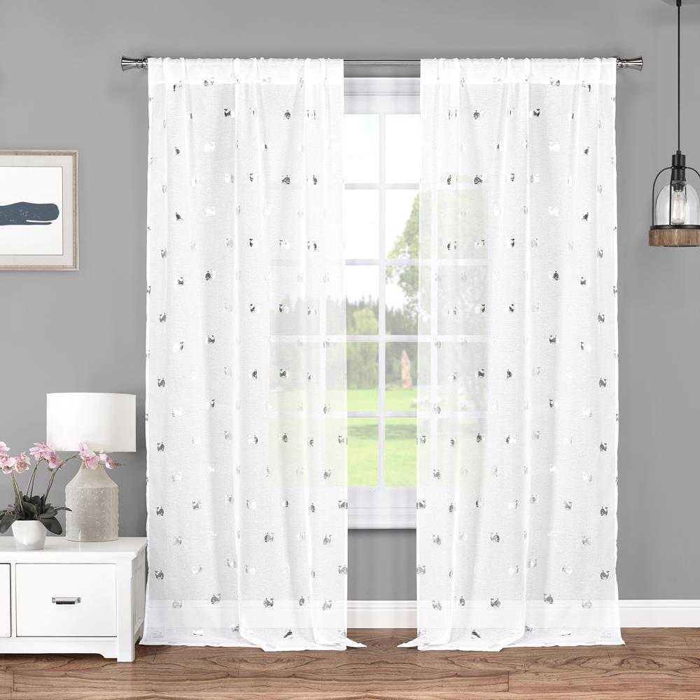 white and silver net curtains