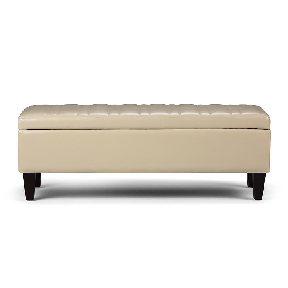 Simpli Home Monroe Satin Cream Storage Ottoman Bench3AXCOT251CR