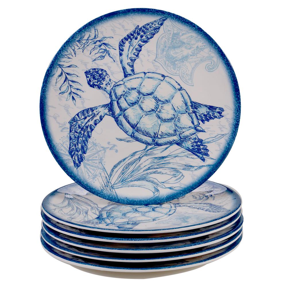 Certified International Oceanic 6 Piece Seasonal Multicolored Melamine 9 In Salad Plate Set Service For 6 28191set6 The Home Depot