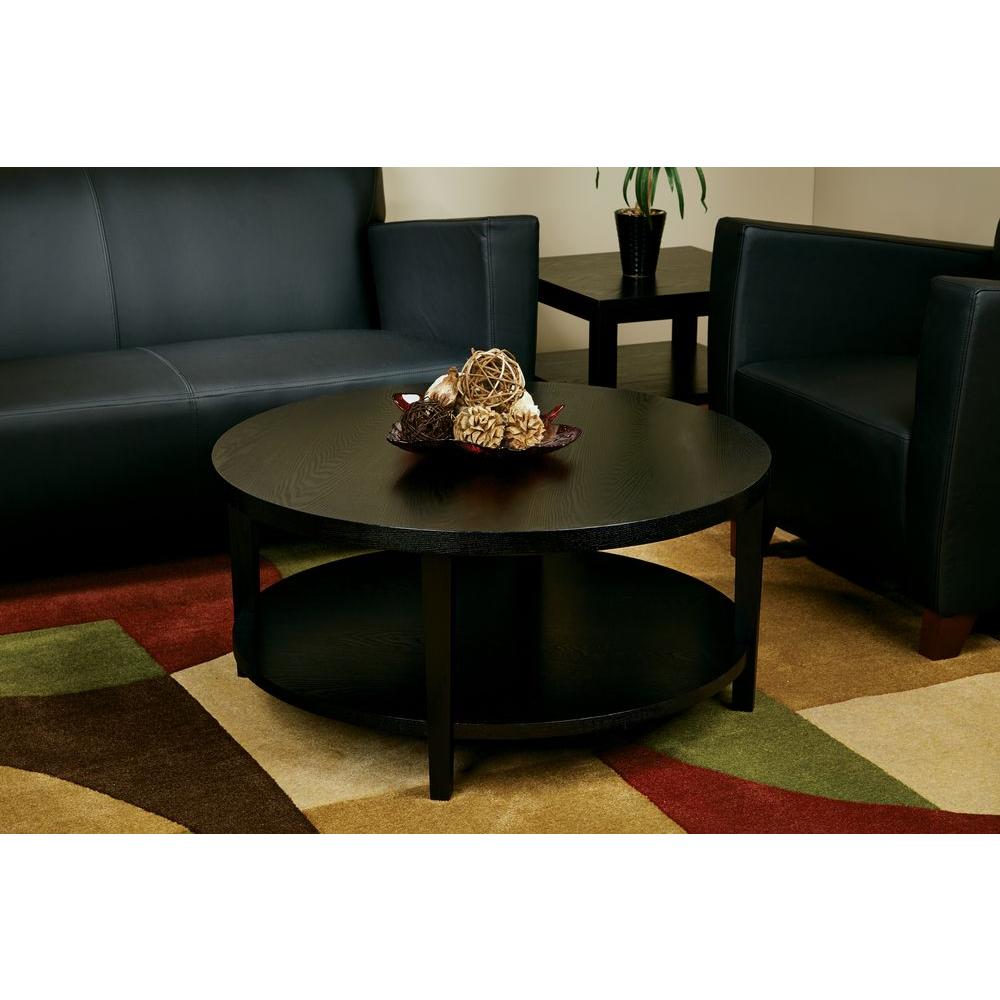 Round Wood Black Coffee Tables Accent The Home Depot Merge Black Coffee Table