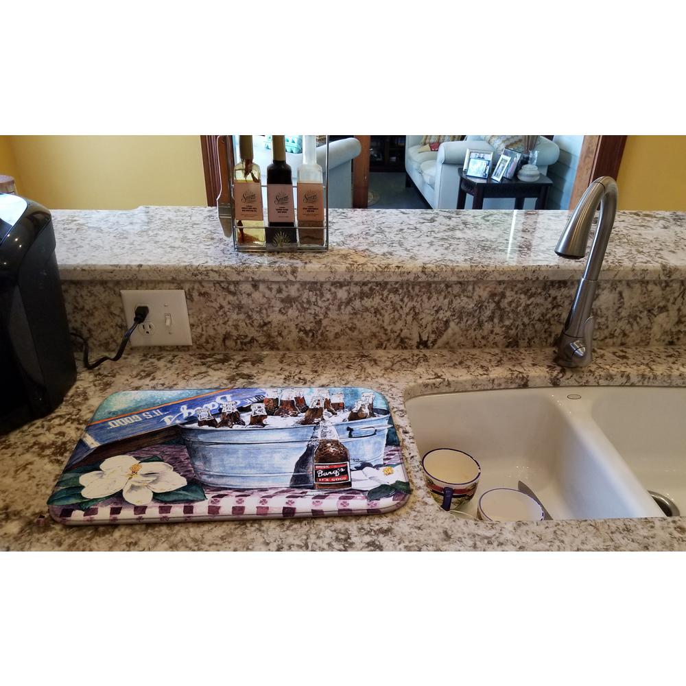Carolines Treasures 14 in. x 21 in. Multi-Color Barqs and Old Washtub Dish Drying Mat, Multicolor
