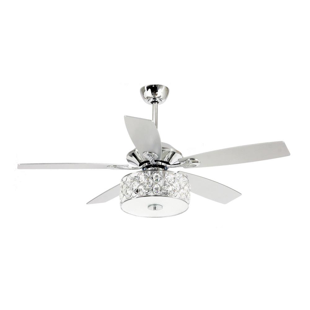 Parrot Uncle Huber 52 In Indoor Chrome, White Chandelier Ceiling Fan