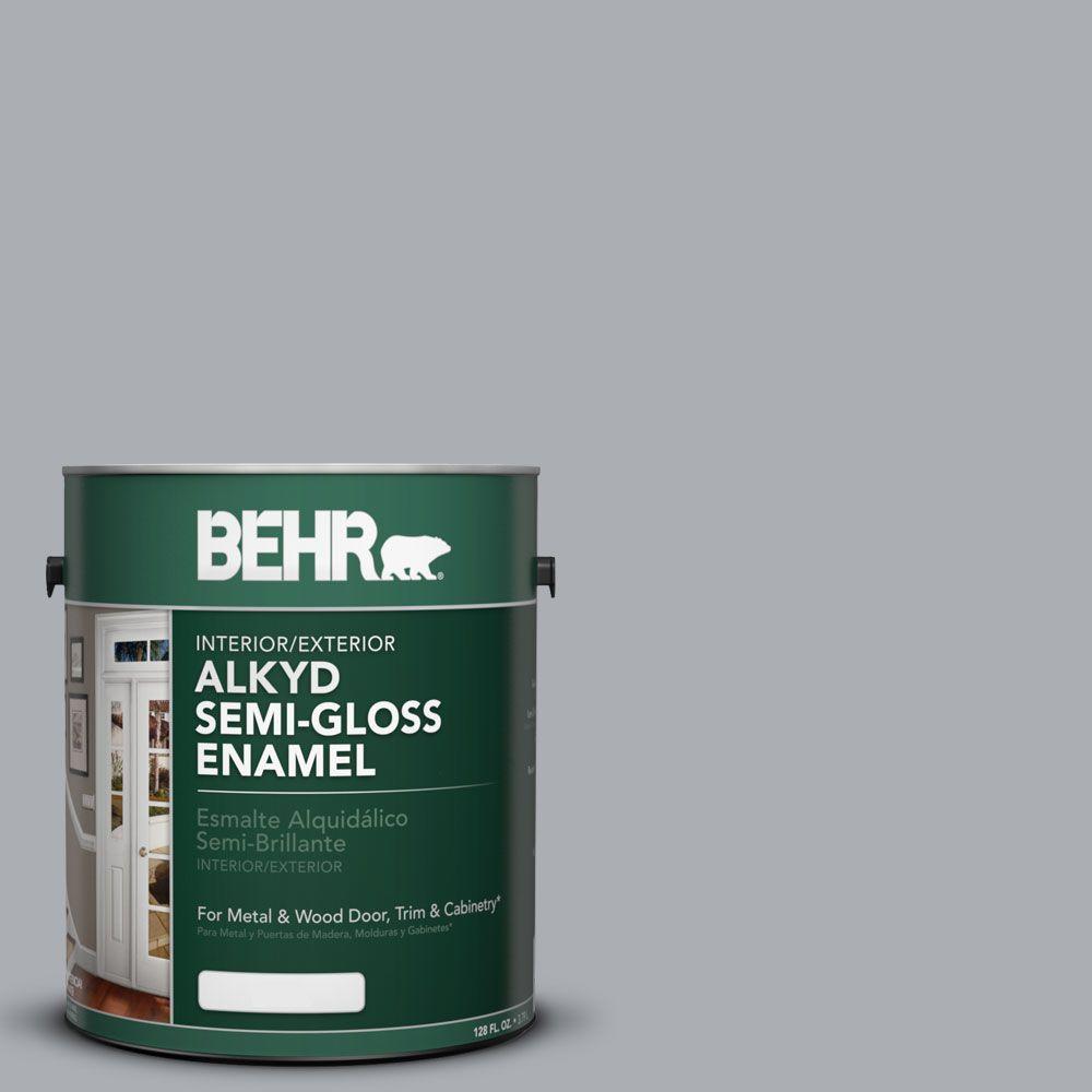 BEHR 1 gal. #AE-50 Gray Cast Semi-Gloss Enamel Alkyd Interior ...