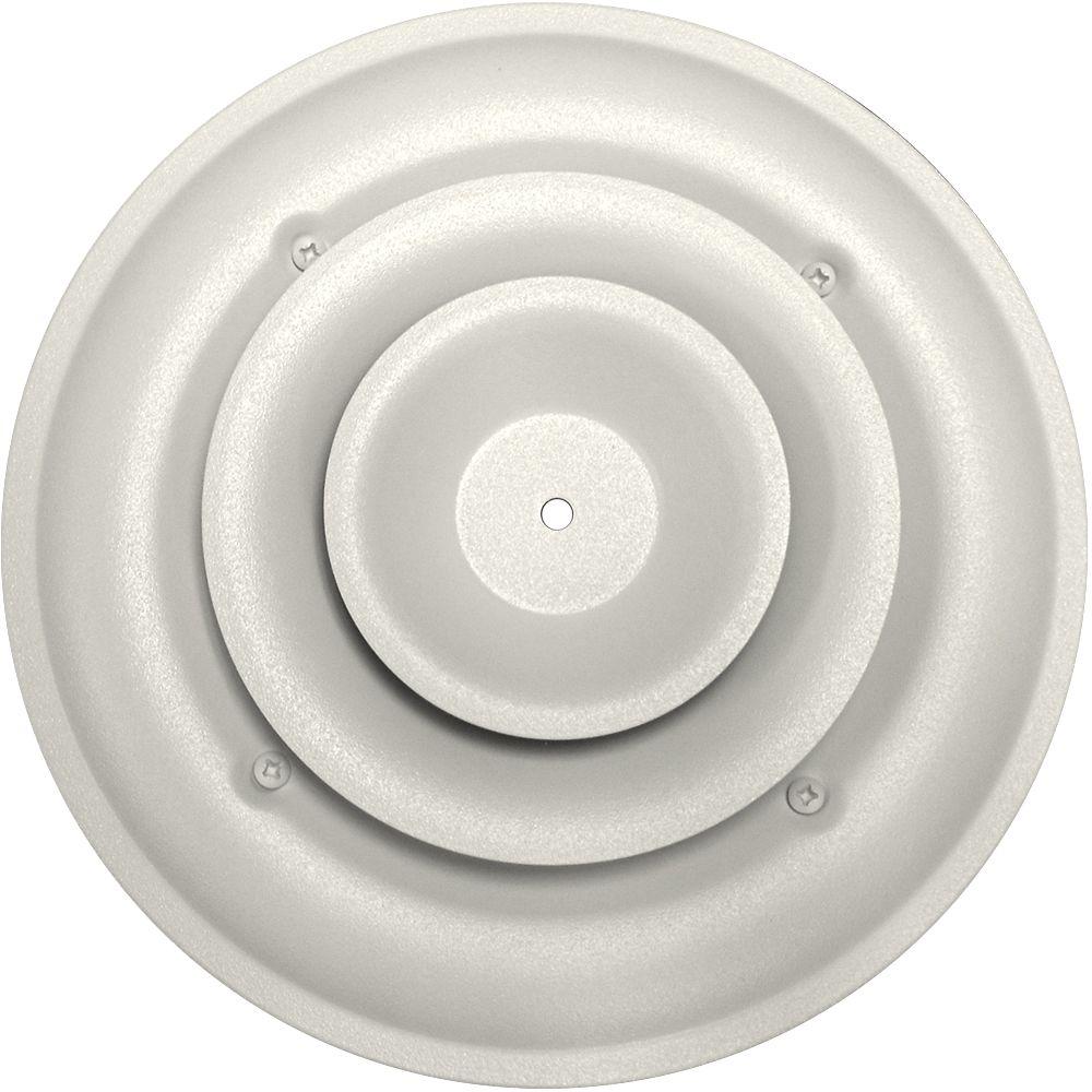 SPEEDIGRILLE 6 in. Round Ceiling Air Vent Register, White with Fixed