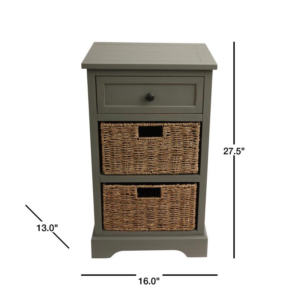 Decor Therapy Urban Farmhouse Antique Gray 3 Drawer Basket End