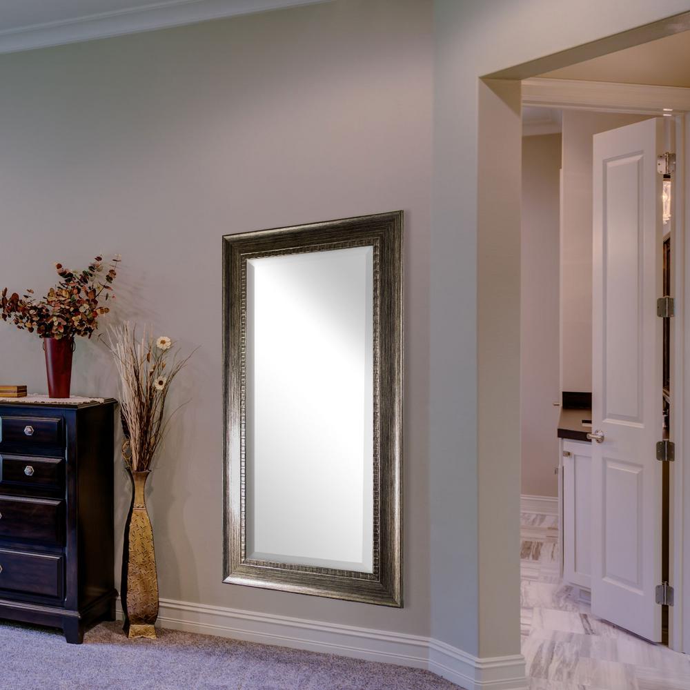 Stonebriar Collection 33 in. x 17 in. Brown Metal Trimmed Mirror with