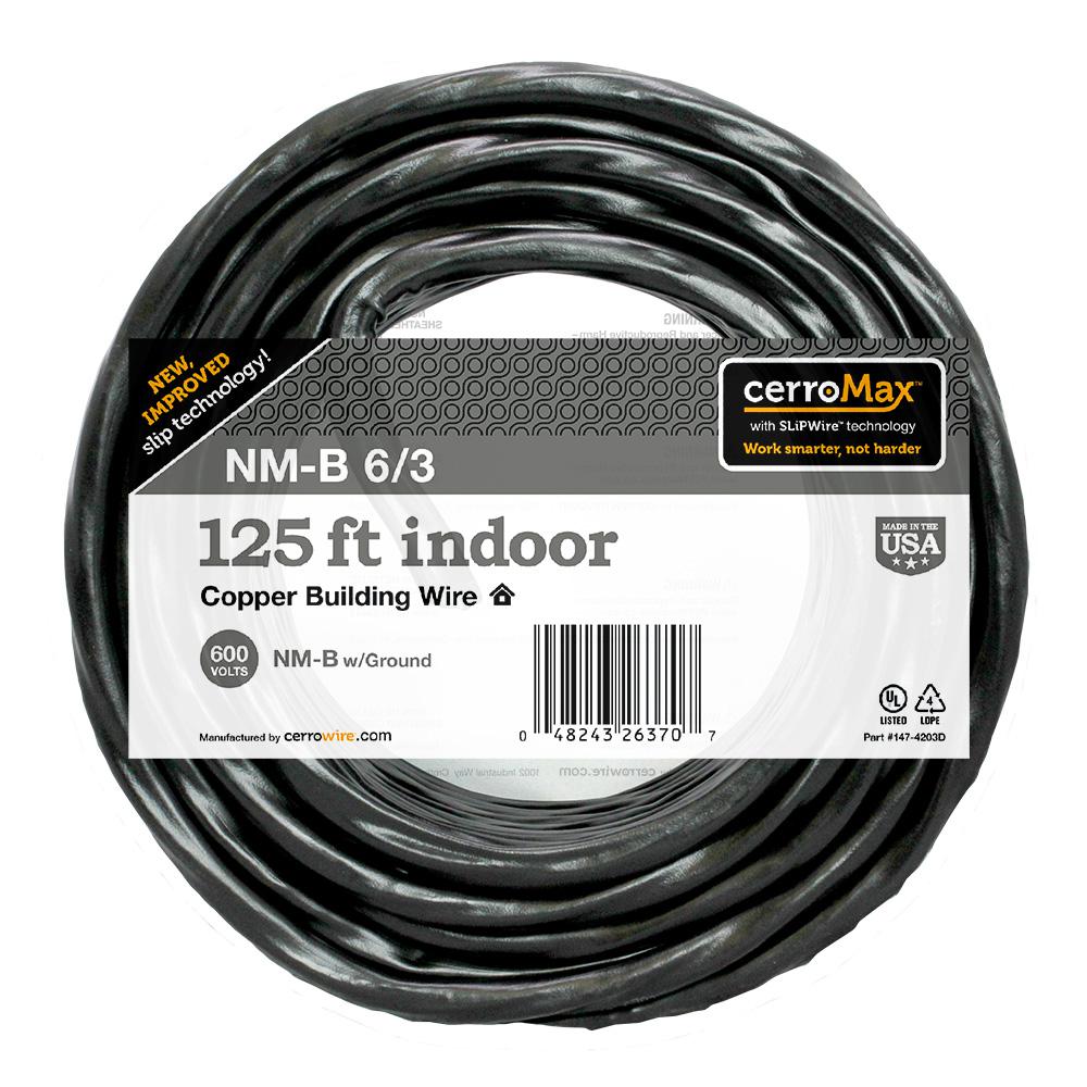 Cerrowire 125 ft. 6/3 Black NMB Wire1474203D The Home Depot