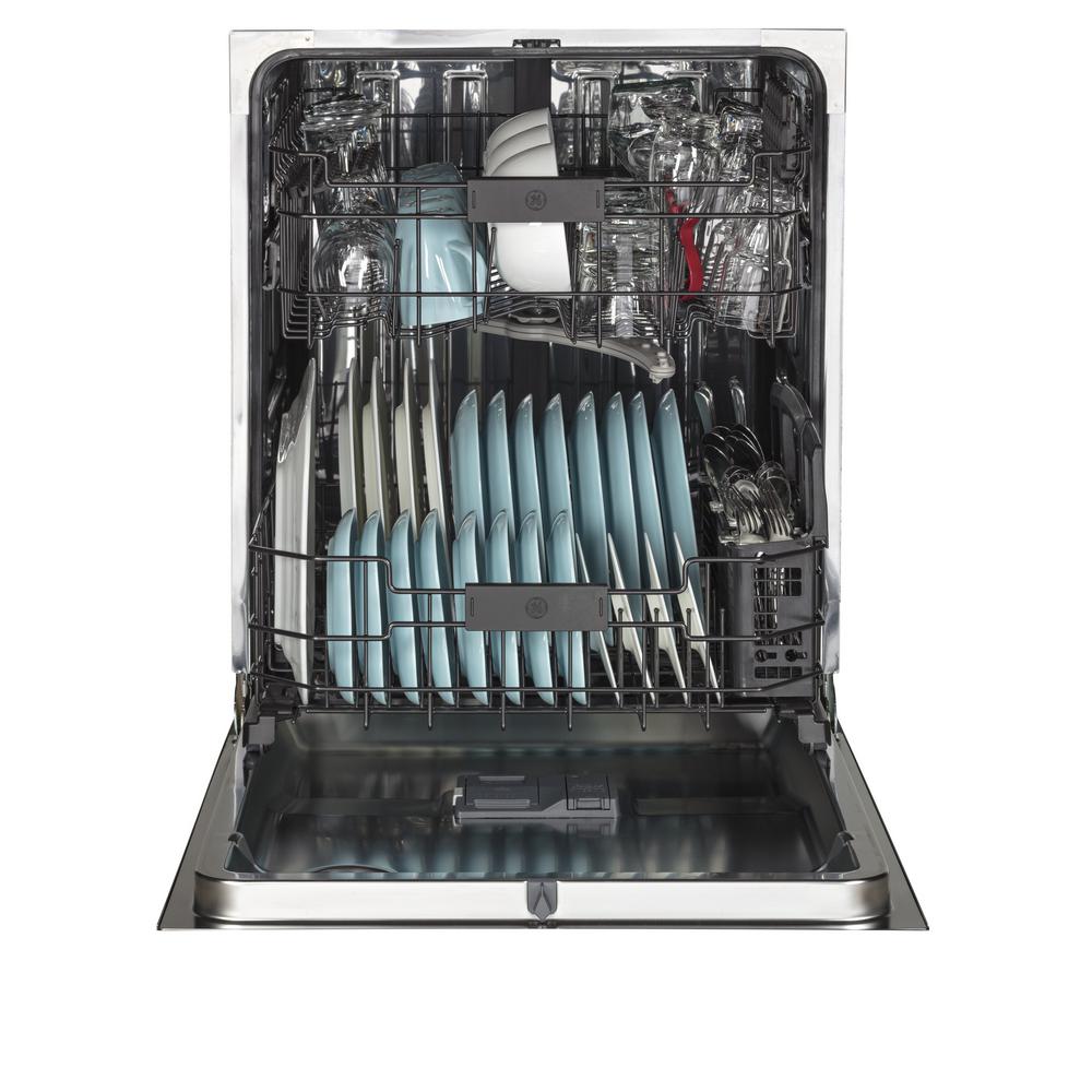 Ge Front Control Dishwasher In Black Slate Fingerprint Resistant