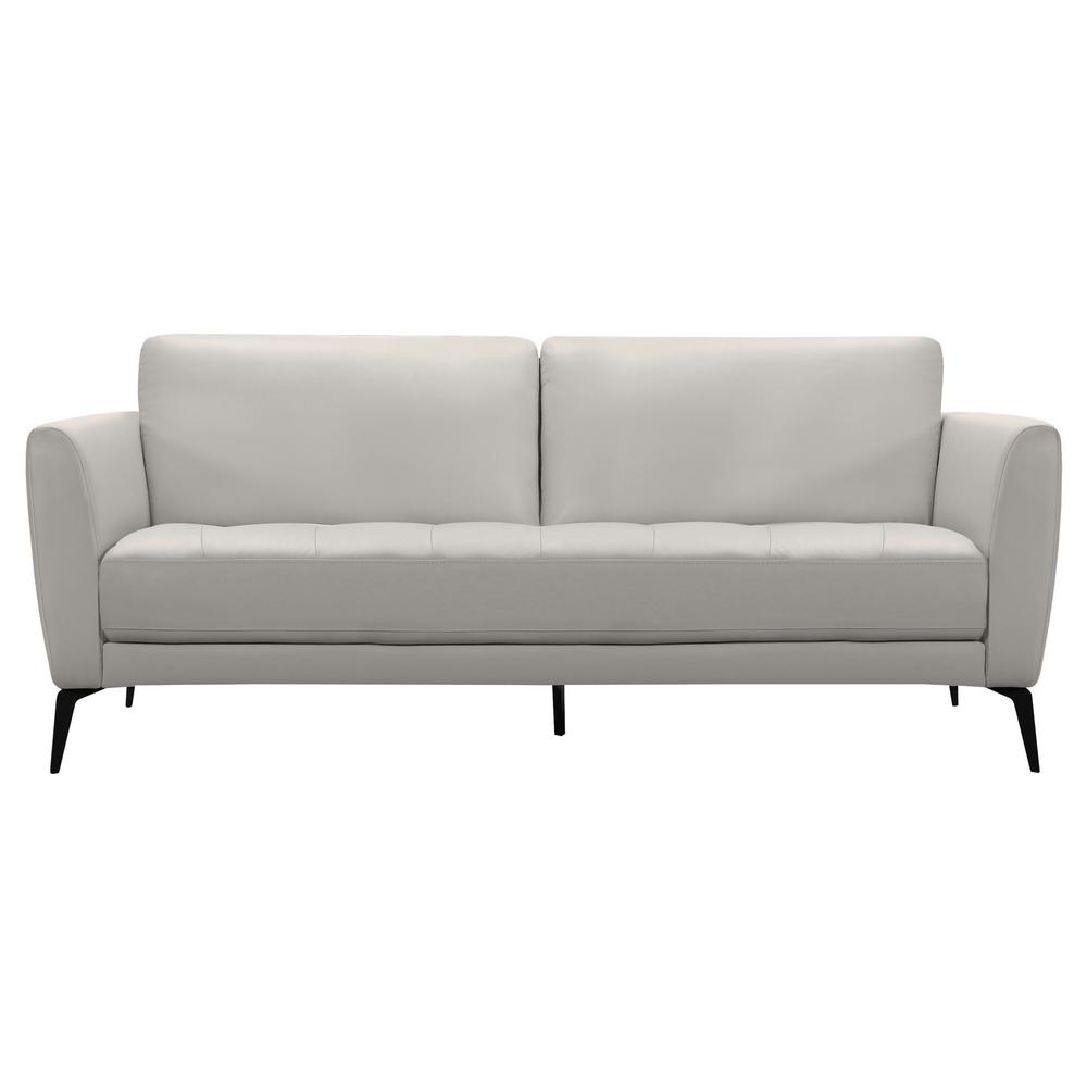 Armen Living Genuine Dove Grey Leather Contemporary Armen Living Genuine Dove Grey Leather Contemporary Sofa With Black Metal Legs