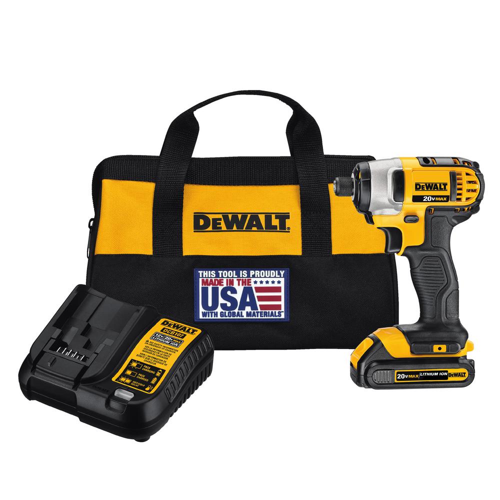 Dewalt 20 Volt Max Lithium Ion Cordless Impact Driver With Battery 20 Volt Max Lithium Ion Cordless 1 4 In Impact Driver With