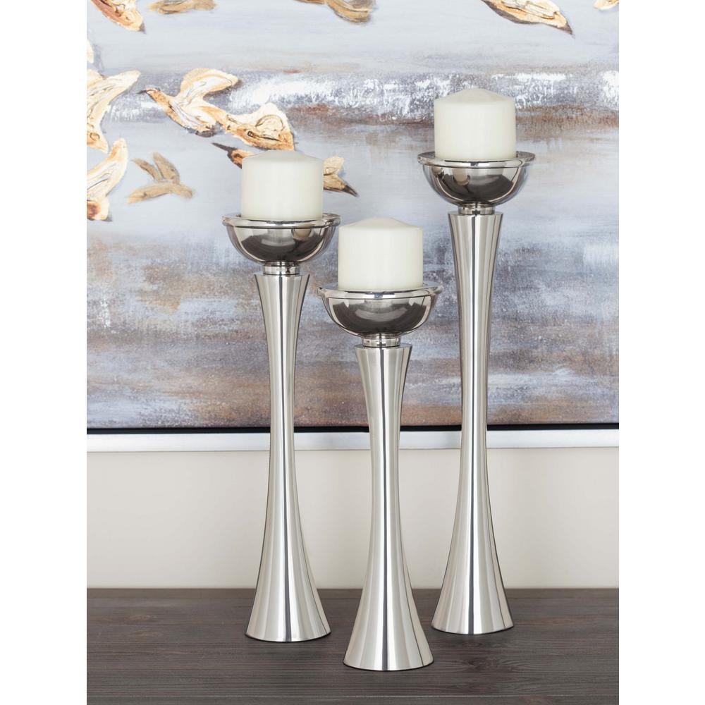 Large 17 in; Medium 15 in; Small 13 in. Silver Aluminum DomeShaped