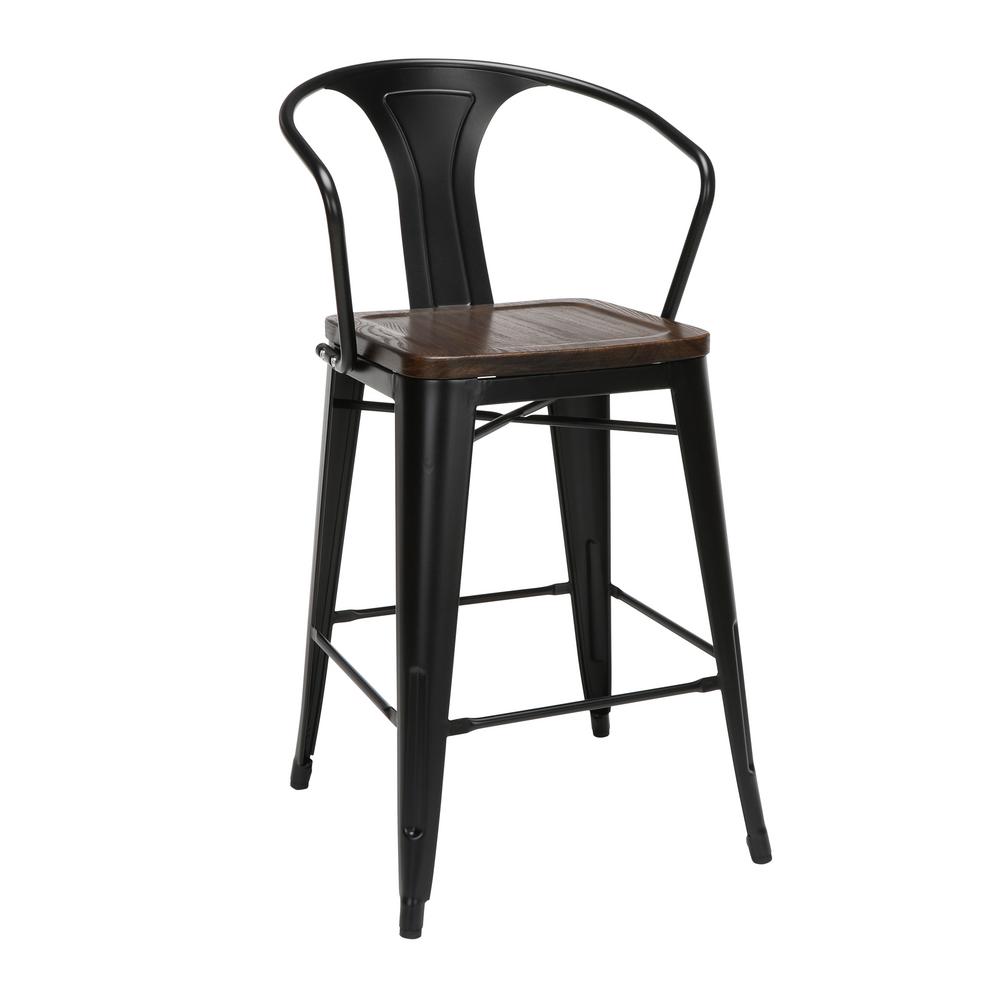 Ofm 161 Collection Industrial Modern In Black Walnut With Arms Solid Wood Seats 4 Pack 26 Mid Back Metal Bar Stools 26a Bkwnt The Home Depot - Black Bar Stools With Backs And Arms Ofm 161 Collection Industrial Modern In Black Walnut With Arms Solid Wood Seats 4 Pack 26 Mid Back Metal Bar Stools 26a Bkwnt The Home Depot - Black Bar Stools With Backs And Arms