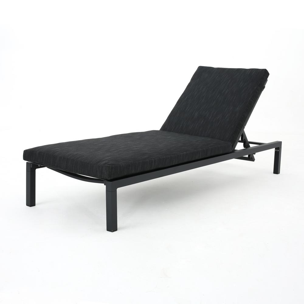 Noble House Dark Gray Aluminum Outdoor Chaise Lounge With Dark Gray Aluminum Outdoor Chaise Lounge With Cushion