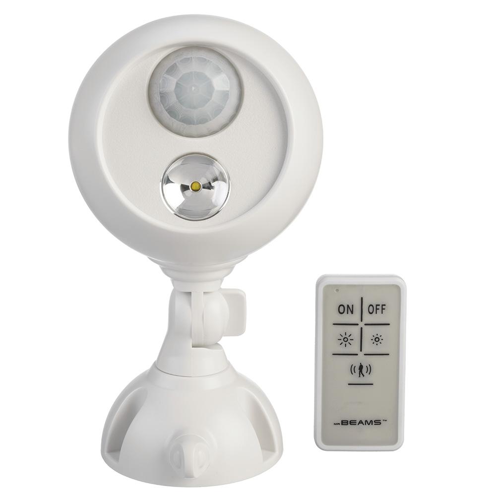 Mr Beams White Wireless Motion Activated Outdoor Integrated Mr Beams White Wireless Motion Activated Outdoor Integrated Led Sensing Security Flood Light With Remote
