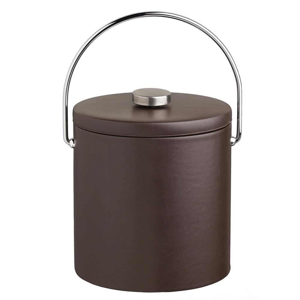 Kraftware Contempo 3 Qt. Brown Ice Bucket with Bale Handle and Thick Vinyl Lid 51760 The Home