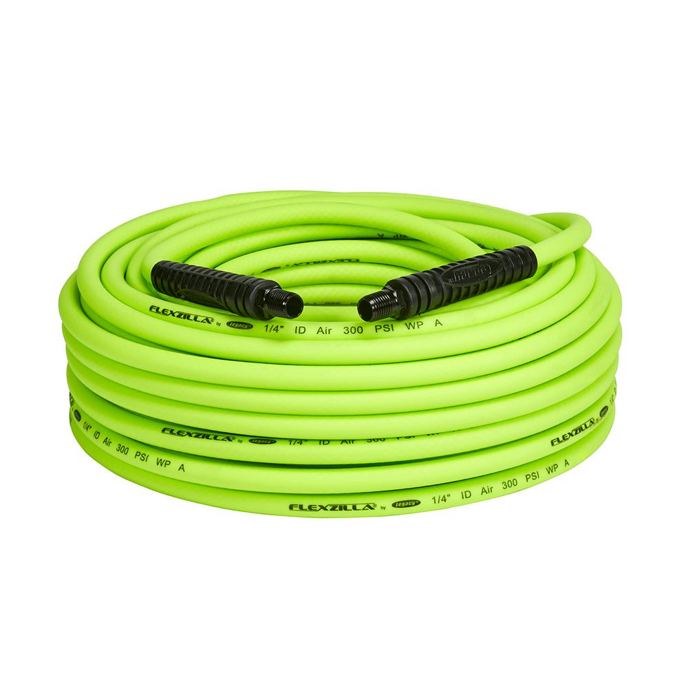 Flexzilla 1 4 In X 100 Ft Air Hose With 1 4 In Mnpt Fittings Hfz14100yw2 The Home Depot
