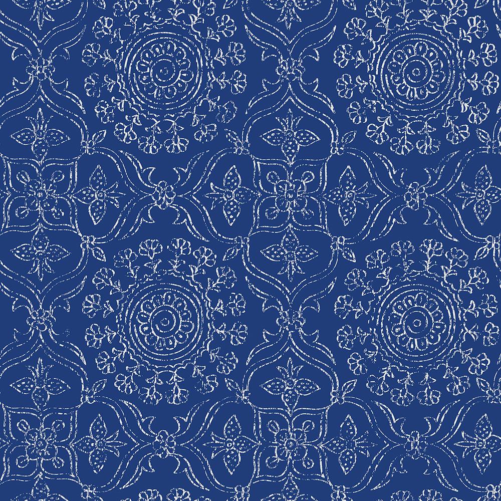 NuWallpaper Blue Byzantine Peel and Stick Wallpaper Sample ...