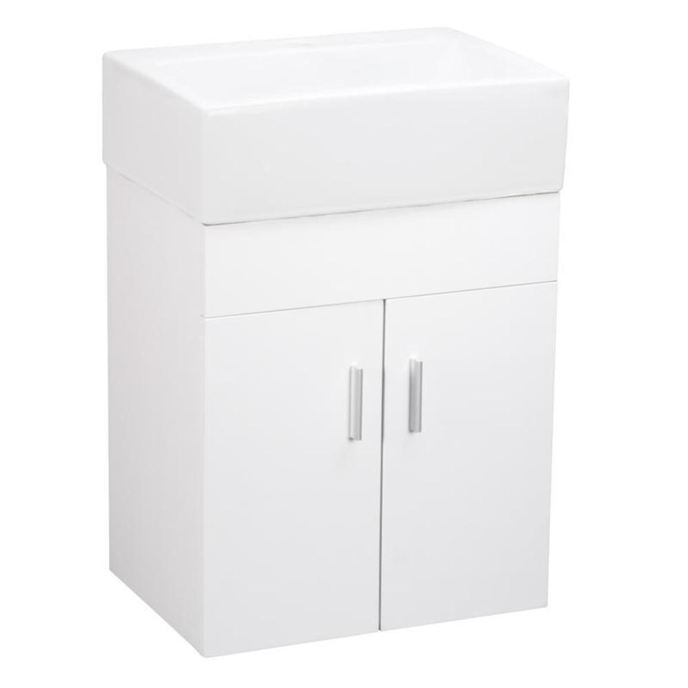 Elanti 17 in. Vanity Cabinet with Wall-Mounted Rectangle Bathroom Sink ...