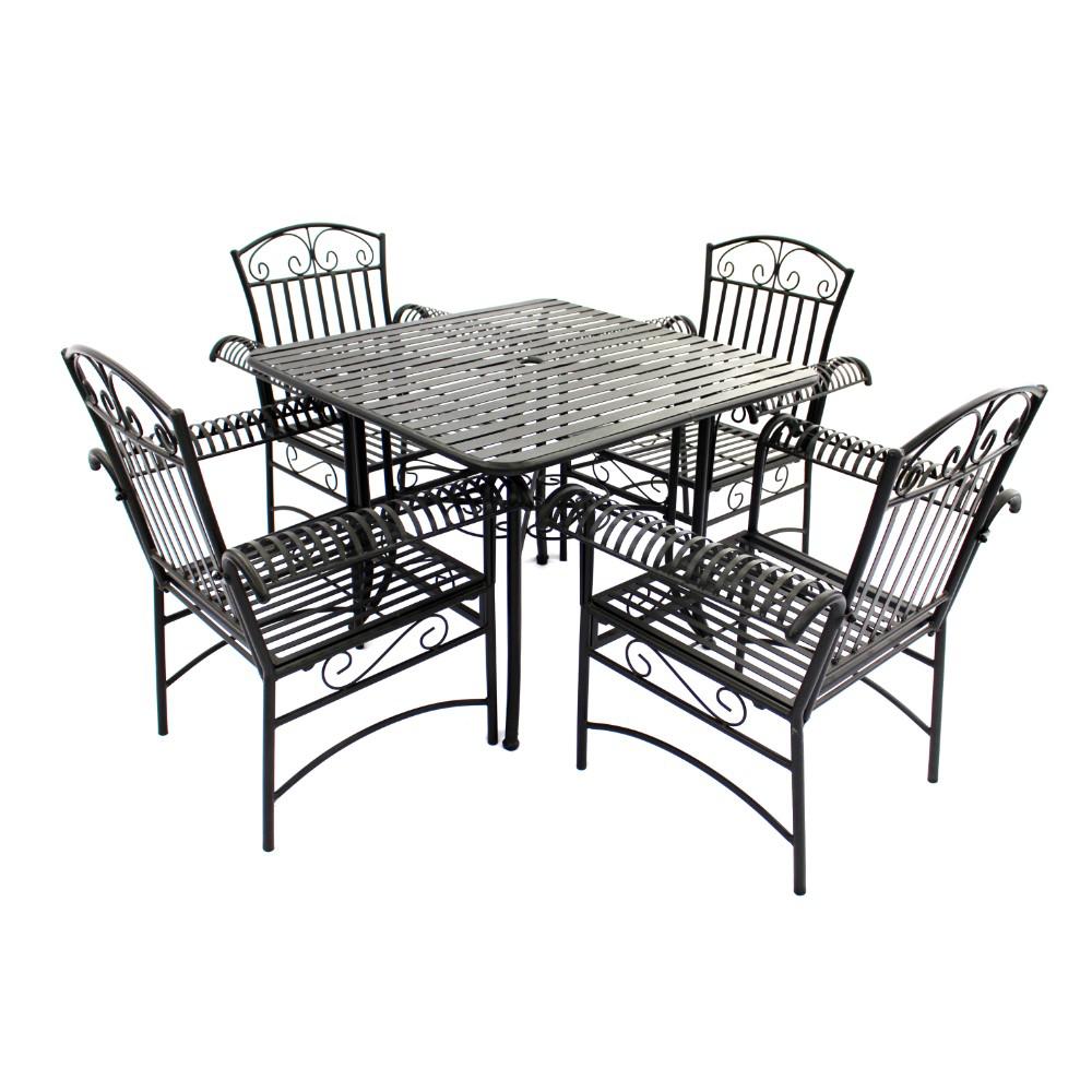 4 5 Person Bistro Table Patio Dining Sets French Quarter Collection 5 Piece Steel Outdoor Dining Set