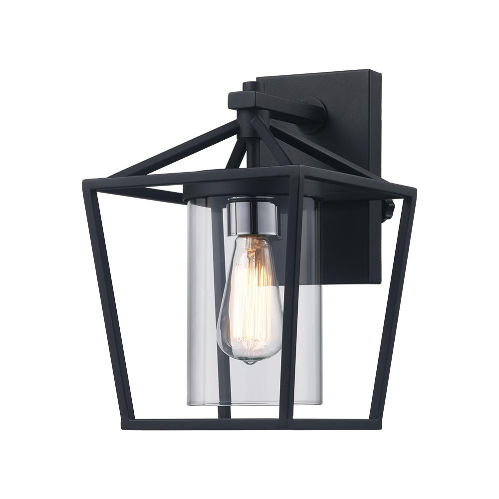 Monteaux Lighting Monteaux 1-Light Black Outdoor Wall Lantern with Clear Glass