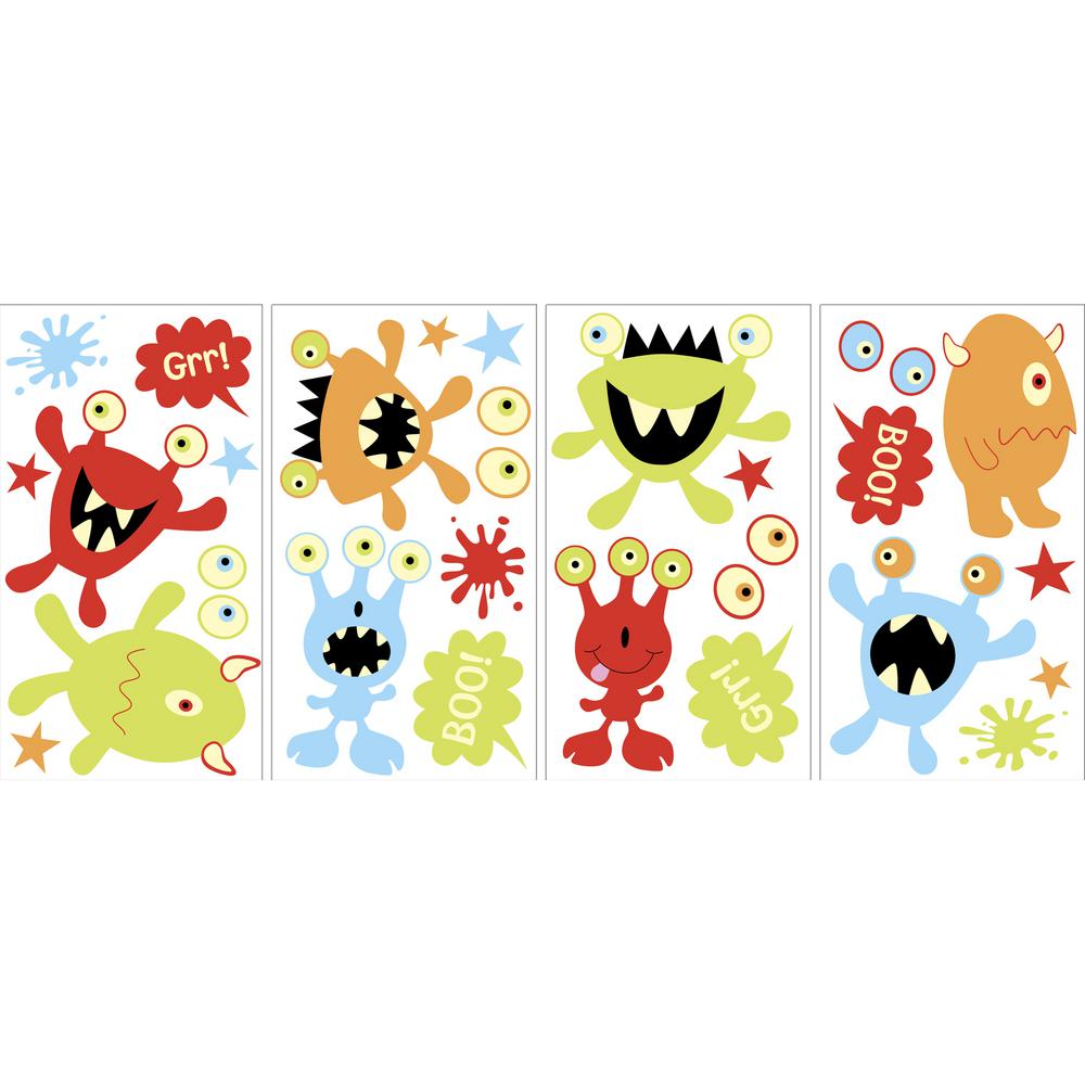 Wall Pops Multi Color Little Monsters Glow In The Dark Wall Decals