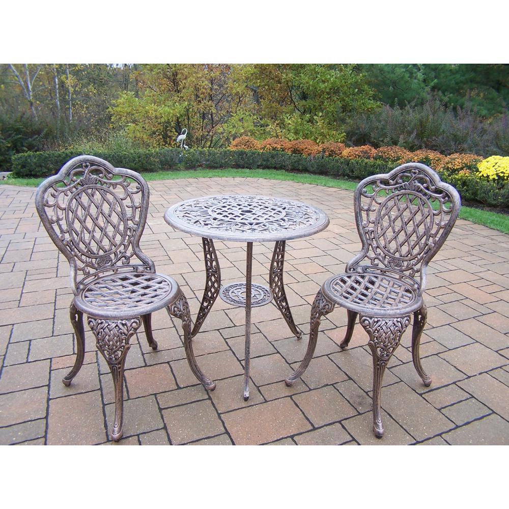 Oakland Living Cast Aluminum Bistro Sets Patio Mississippi 3 Piece Patio Bistro Set