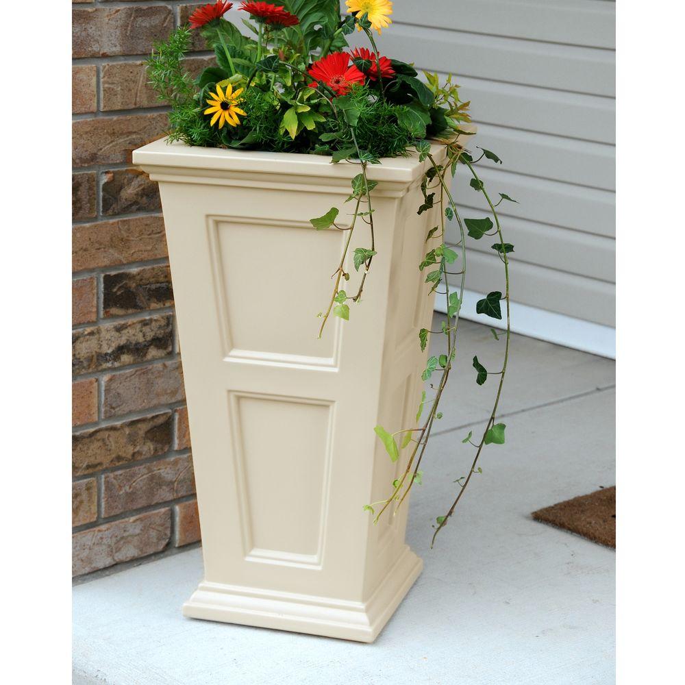 mayne fairfield 16 in. square clay plastic column planter