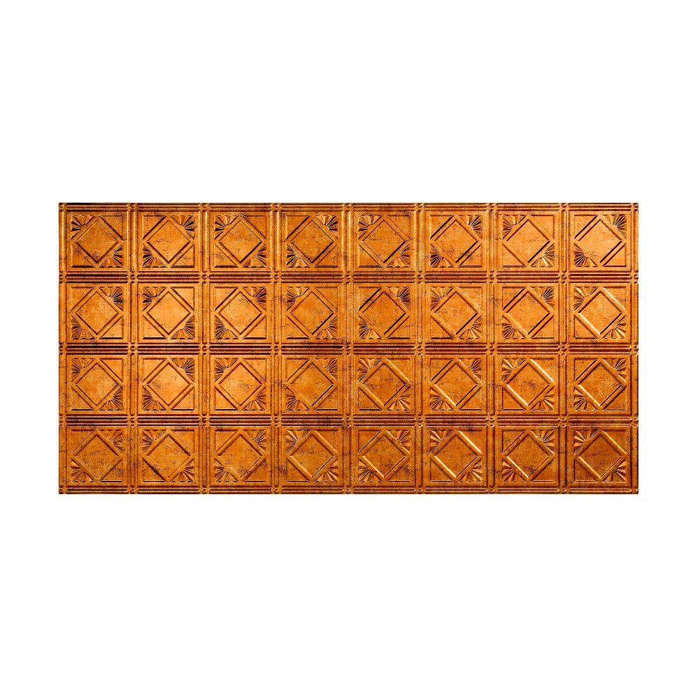 Fasade Traditional Style 4 2 Ft X Vinyl Glue Up Ceiling Vinyl Glue Up Ceiling Tile In Muted Gold
