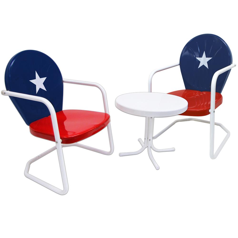 Leigh Country Retro Red White And Blue 3 Piece Metal Outdoor Bistro Retro Red White And Blue 3 Piece Metal Outdoor Bistro Patio Set