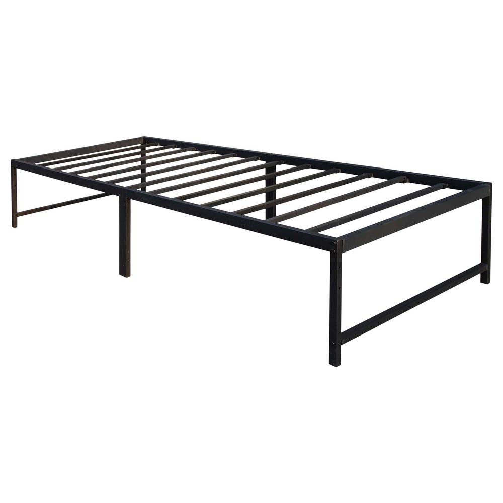 Signature Home Twin Black Metal Platform Bed Frame with 16 in 