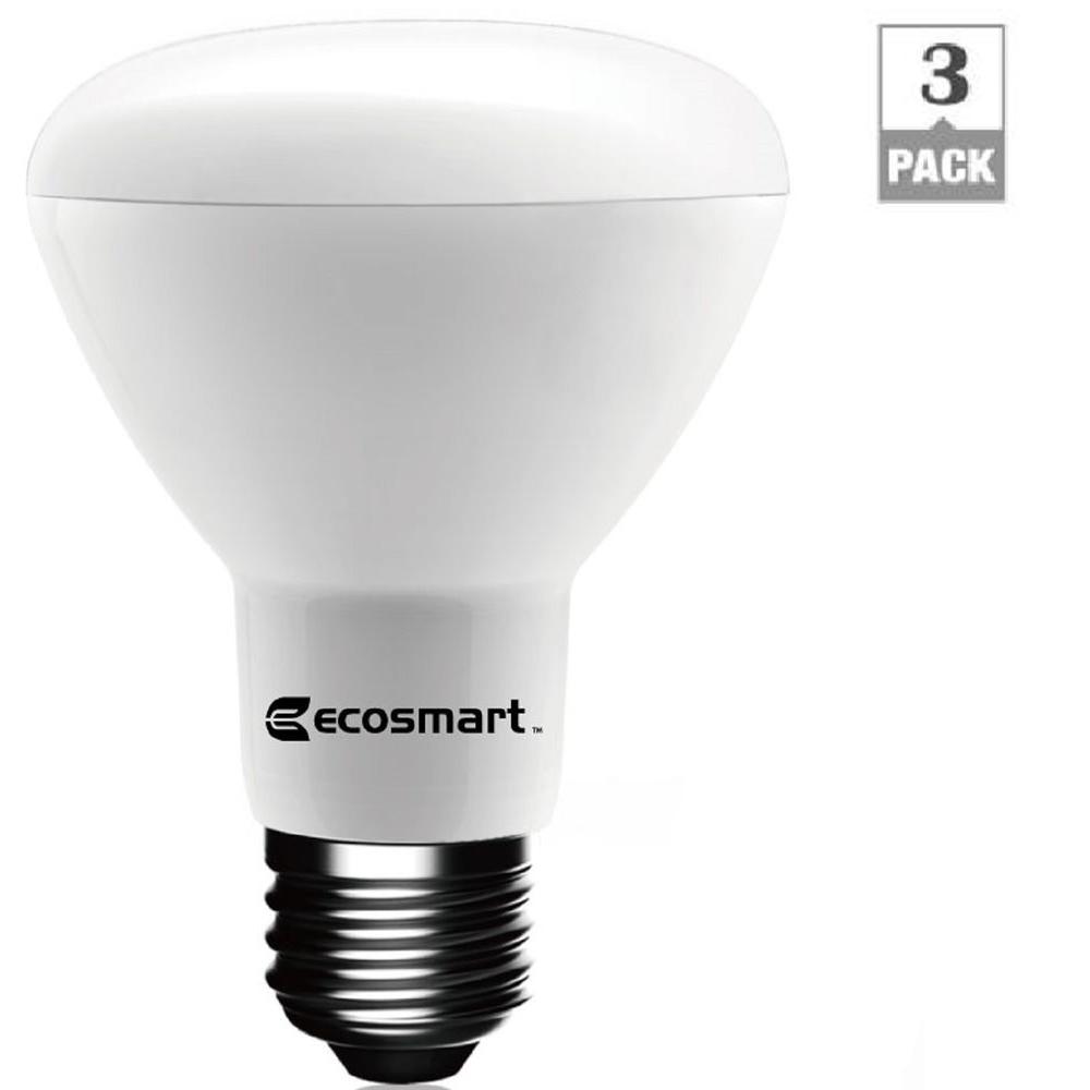 EcoSmart 50W Equivalent Daylight BR20 Dimmable LED Light Bulb 3Pack1003015303  The Home Depot