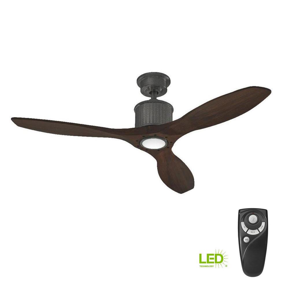 Flush Mount Ceiling Fans Lighting The Home Depot Led Indoor Natural Iron Ceiling Fan With Light Kit And Remote