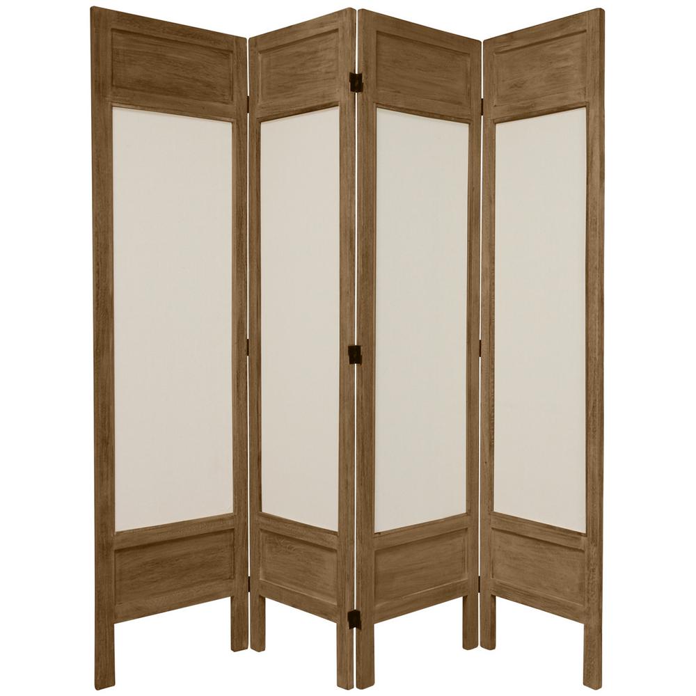 Oriental Furniture 6 Ft Burnt Grey Solid Muslin 4 Panel Room Oriental Furniture 6 Ft Burnt Grey Solid Muslin 4 Panel Room Divider
