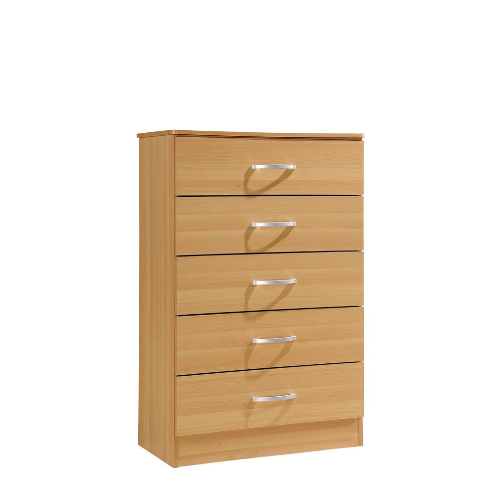 Hodedah 5 Drawer Beech Chest Hi5dr Beech The Home Depot