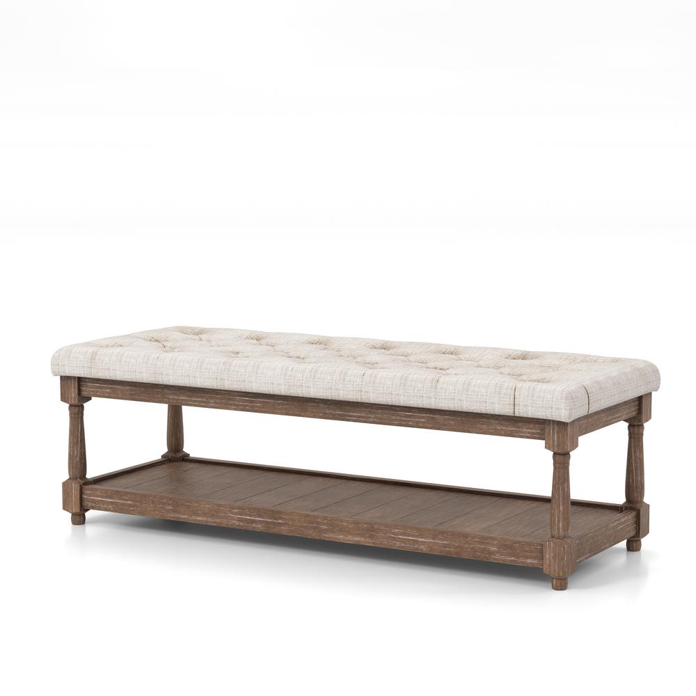 Furniture of America Gavinato Beige Tufted Upholstered Bench-IDF ...