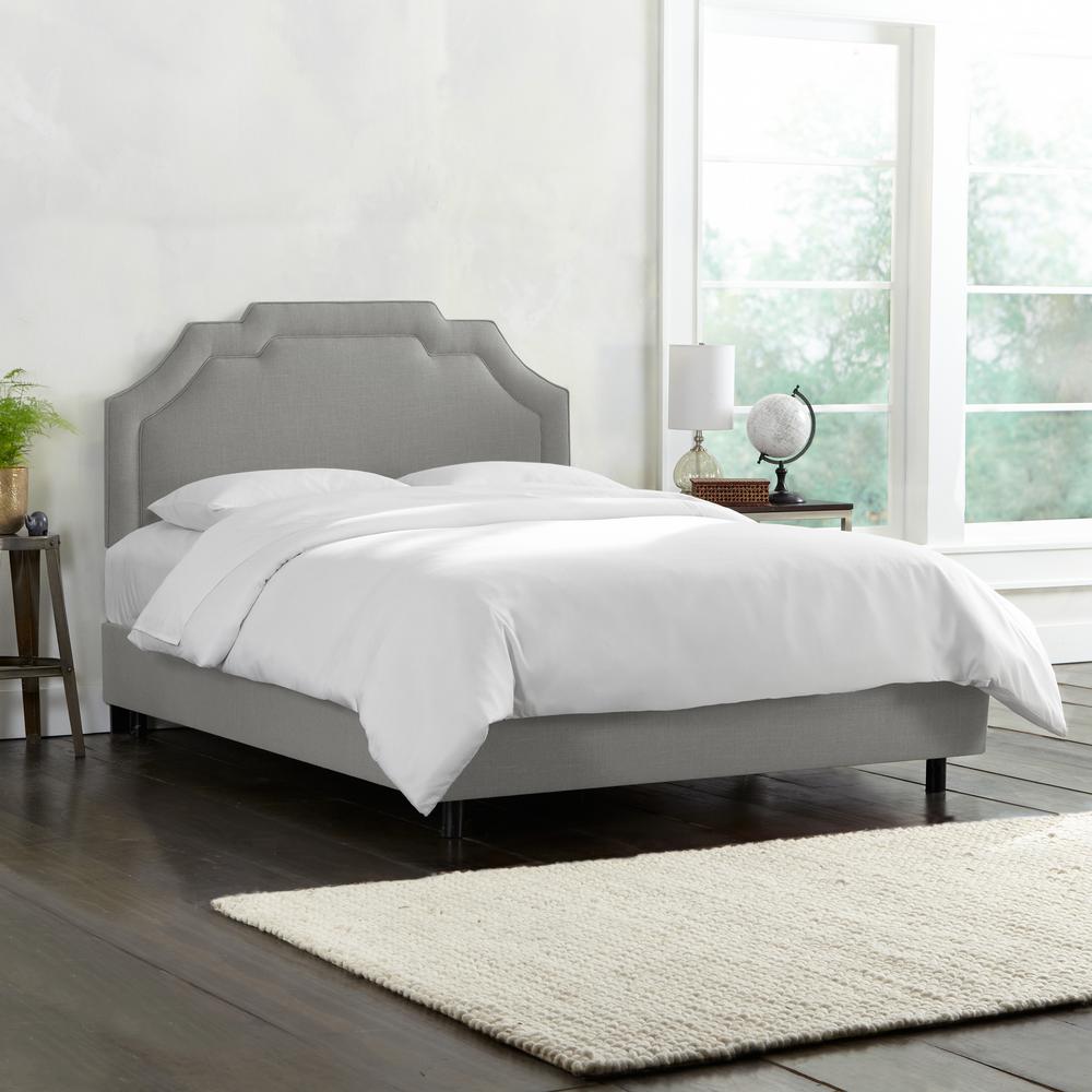 Linen Grey Twin Upholstered Border Bed 240bedlnngr The Home Depot Linen Grey Twin Upholstered Border Bed