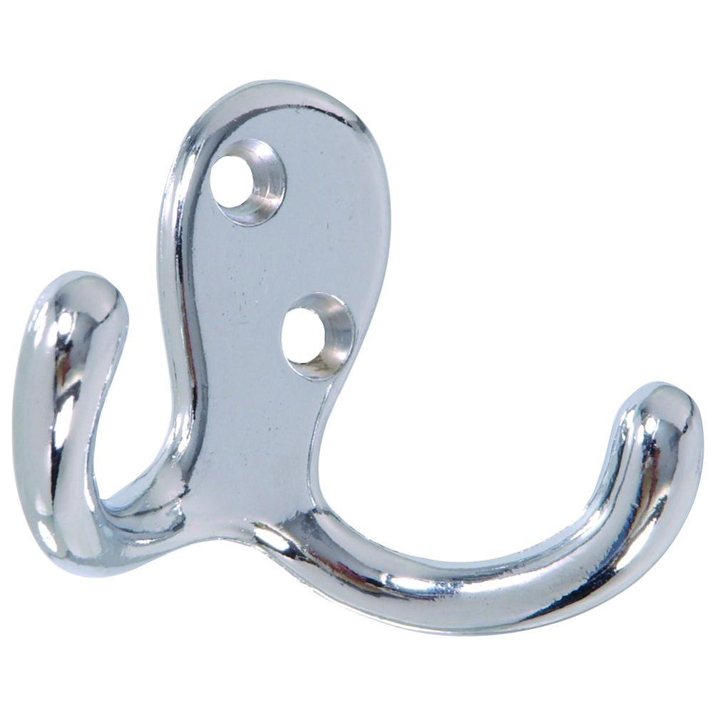 Hardware Essentials Double Clothes Hook in Chrome (5Pack)852298.0