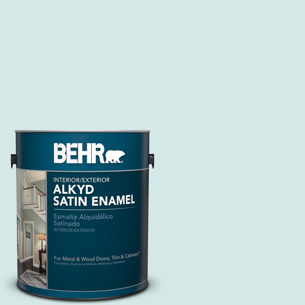 BEHR 1 gal. #T14-5 Sky Blue Satin Enamel Alkyd Interior ...