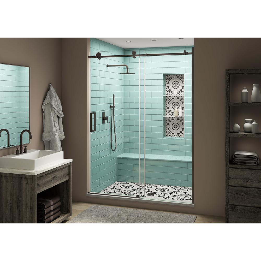 Aston Coraline Xl 56 60 In X 80 In Frameless Sliding Shower Door With Starcast Clear Glass 