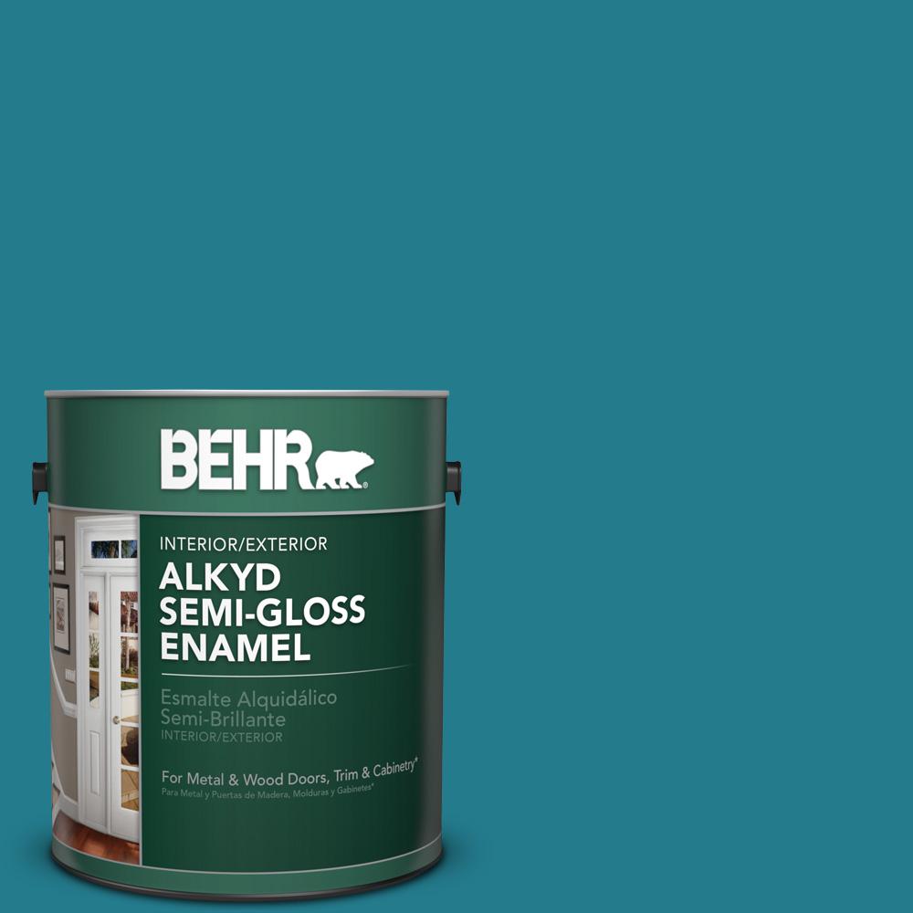 BEHR 1 gal. #HDC-CL-27 Calypso Blue Semi-Gloss Enamel Alkyd ...