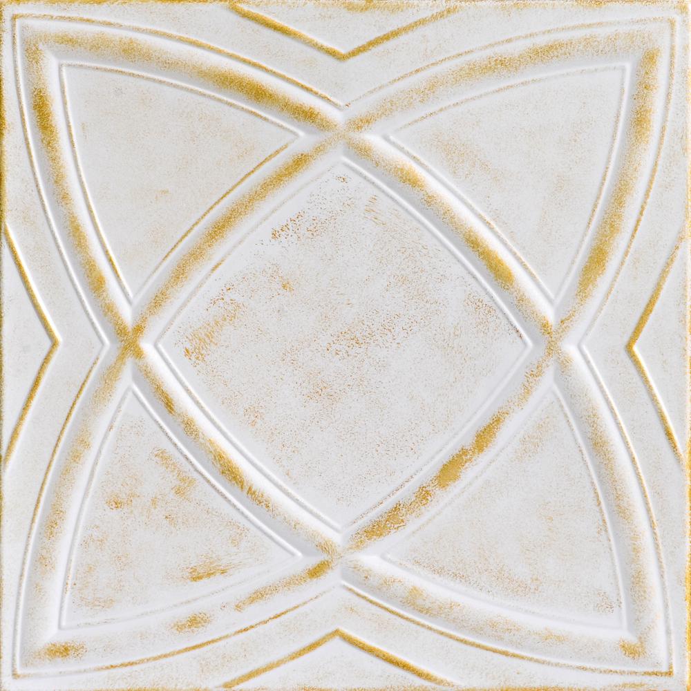 A La Maison Ceilings Elliptic Illusion 1.6 ft. x 1.6 ft. Foam Glueup Ceiling Tile in White